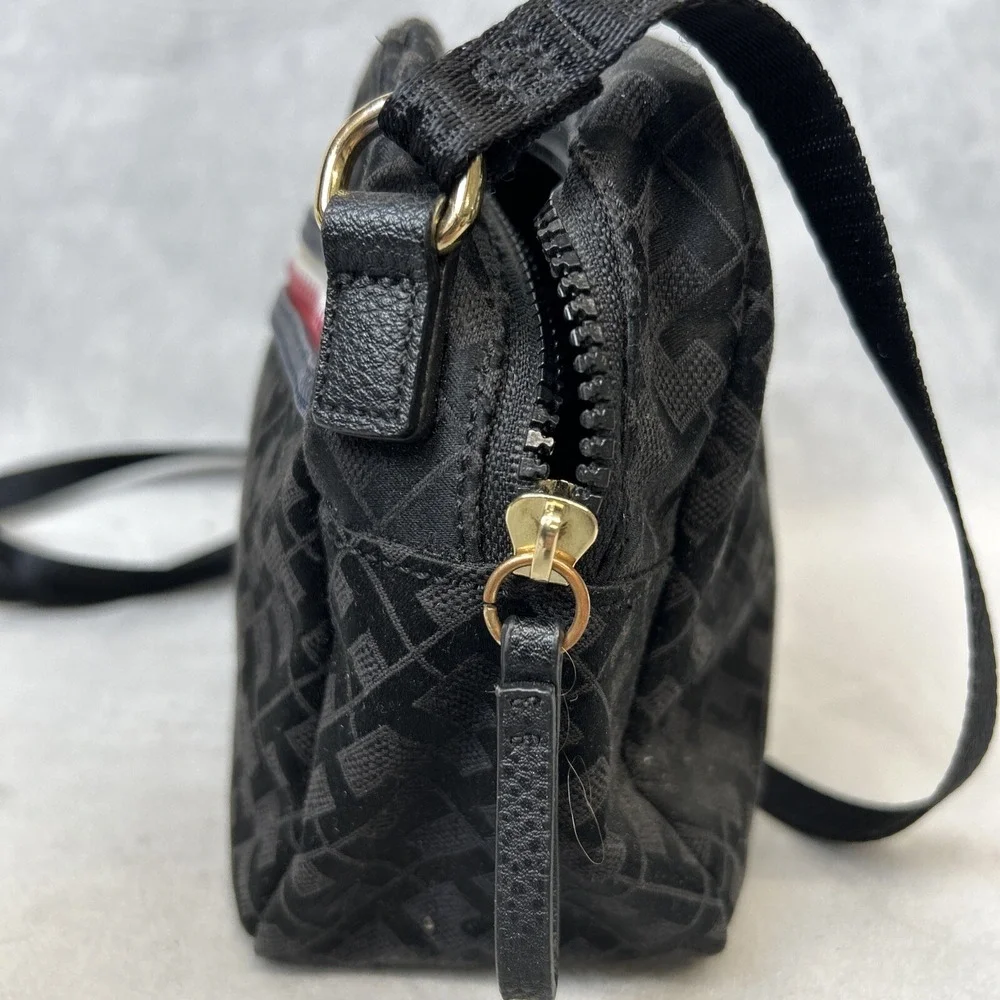 Tommy‎ Hilfiger Purse Crossbody Logo Black Canvas women's Shoulder bag Strap